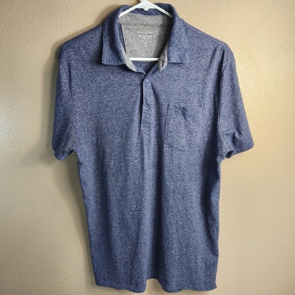 Banana Republic Mens |M| Navy/Gray Heather Quick Dry Performance Polo